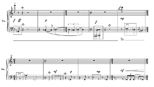 Example 1.9. Disintegration, first movement, mm. 8-16