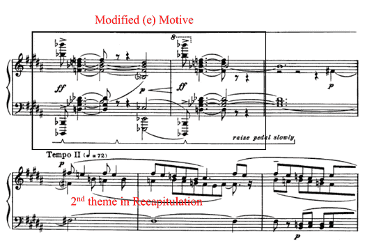 Example 2.5. Modified (e) prior to 2nd T in Recapitulation, mm 254-259.