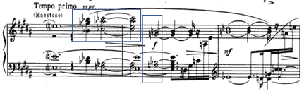 Example 2.6. Semitone of B and Bb play together, mm. 254-256.