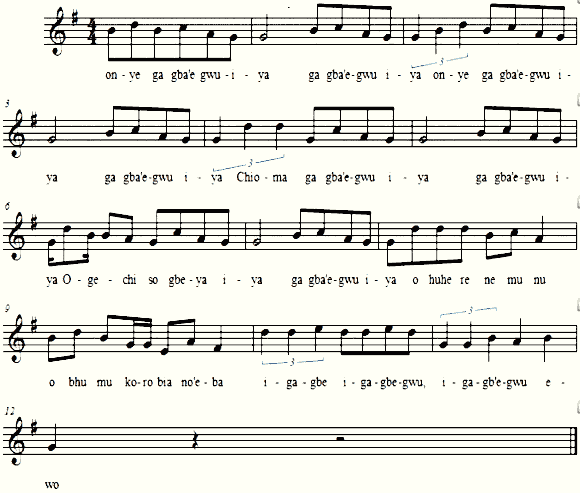 Onye Ga Gba Egwu, (who will be the best dancer) song.