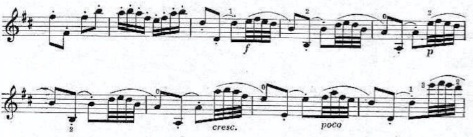 Example 4. He Zhanhao and Chen Gang. The Butterfly Lovers Violin Concerto, mm 160-168.