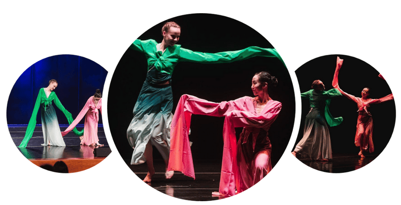 Picture 2. Shengya Huang, choreography of music, Pierre-Octave Ferrous, Jade.
Performers: Dominika Massloch and Shengya Huang. Photo: Tharakum Photography.