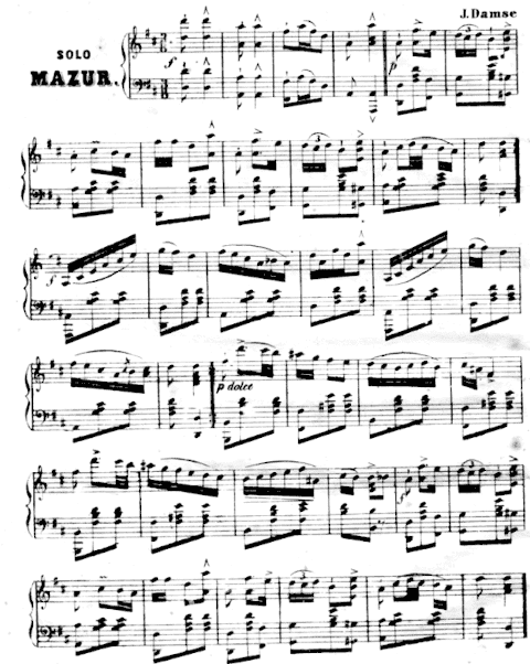 Engraving: Wesele w Ojcowie, CBN Polona (Wesele w Ojcowie, musical notes ca.1865)