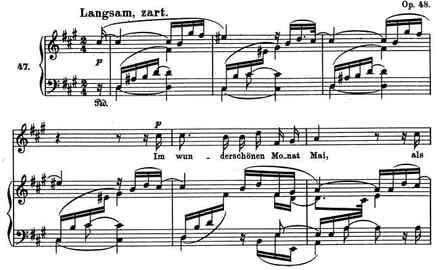 Example 2. Schumann, “Im wunderschönen Monat Mai,” mm. 1-6.